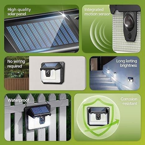 Philips Solar Lights Motion Sensor Outdoor, 120 LEDs Solar Powered Security Lights, 3 Lighting Modes, Waterproof Wall Lights for Outside Yard Fence Garden Garage