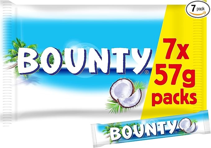 Bounty Coconut Milk Chocolate Bars Multipack, 7 x 57g, Tropical Chocolate Snack