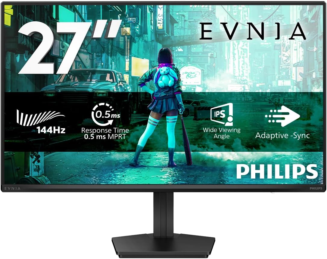 Philips 27M2N3200NF 27 Inch FHD Monitor, 144Hz, IPS, 1ms MPRT, Adaptive Sync, G-Sync Comp., HDR10, 1920x1080
