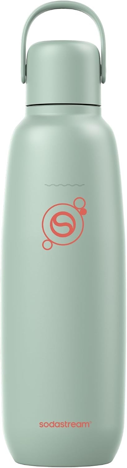 SodaStream Fizz & Go Cool, Stainless Steel Carbonated Water Bottle 0.9L, Insulated Metal Bottle for Sparkling Water, Compatible with TERRA, ART, ENSO, Mint Green