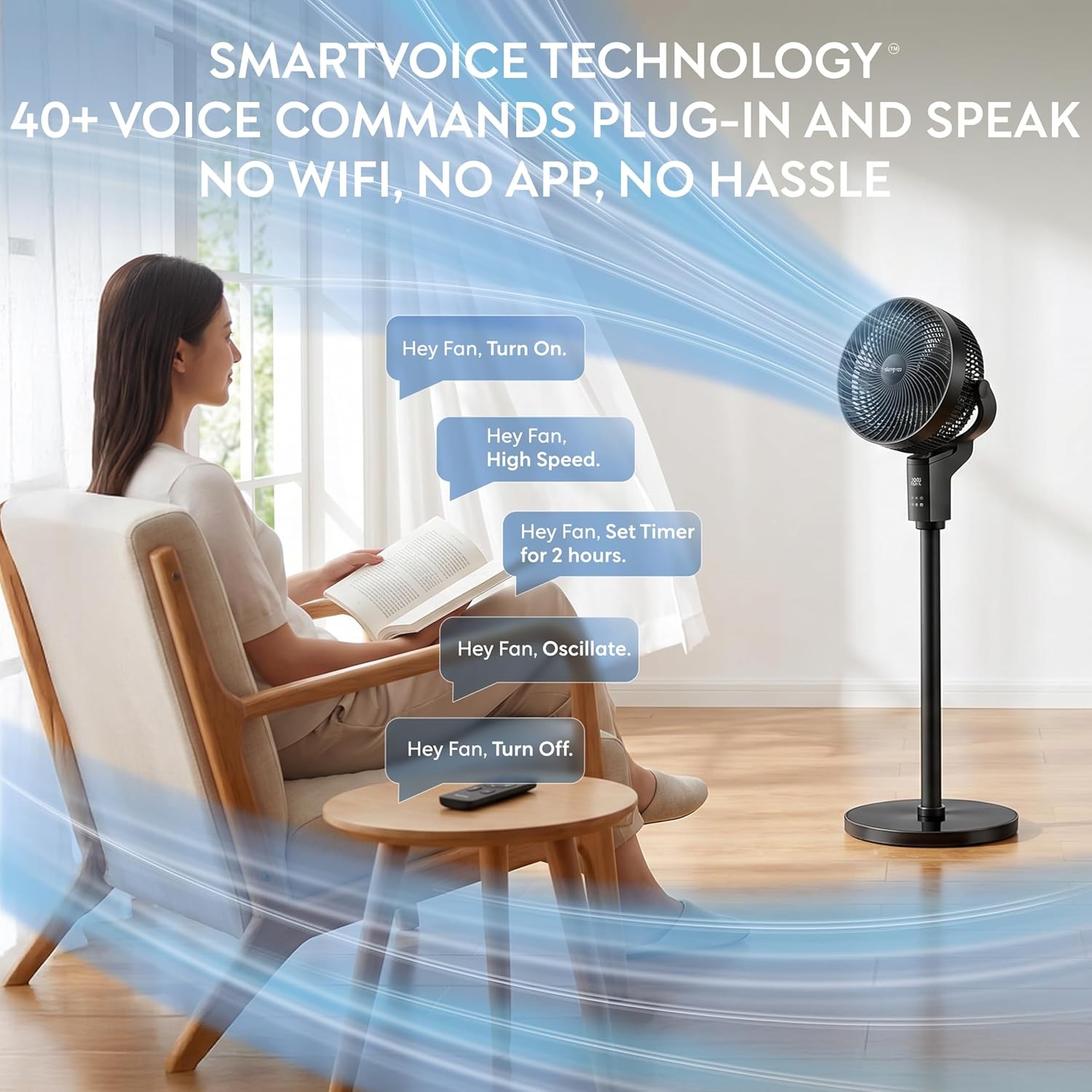 Air Pro 12" Pedestal Fan with SmartVoice, Remote, 3D Oscillation, 12 HR Timer, 6 Speeds