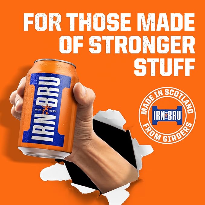 IRN-BRU Regular, 24 Pack Iconic Flavoured Fizzy Drinks Multipack Cans - 24 x 330ml Cans