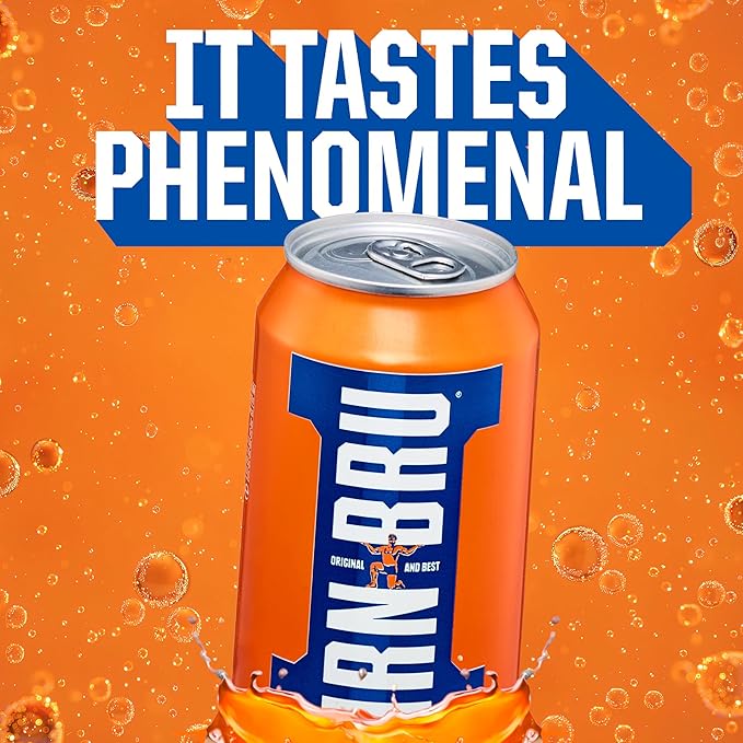 IRN-BRU Regular, 24 Pack Iconic Flavoured Fizzy Drinks Multipack Cans - 24 x 330ml Cans