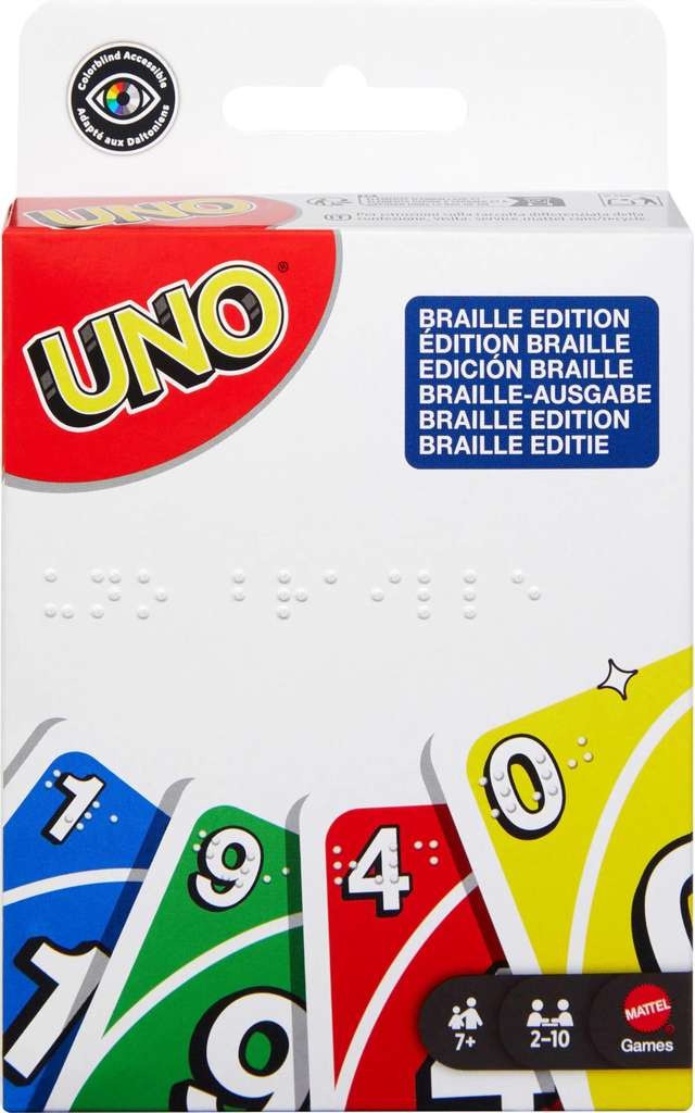 Mattel UNO Braille card game, ace for blind & low-vision players