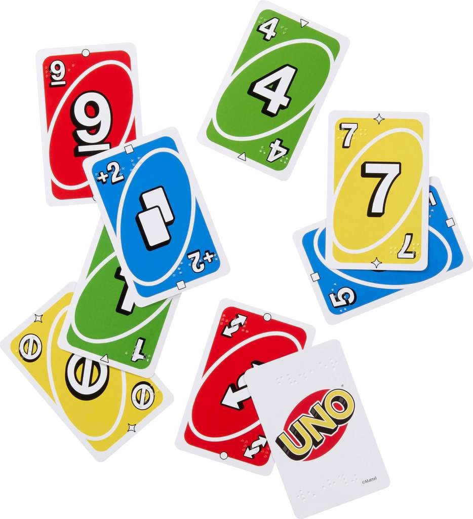 Mattel UNO Braille card game, ace for blind & low-vision players
