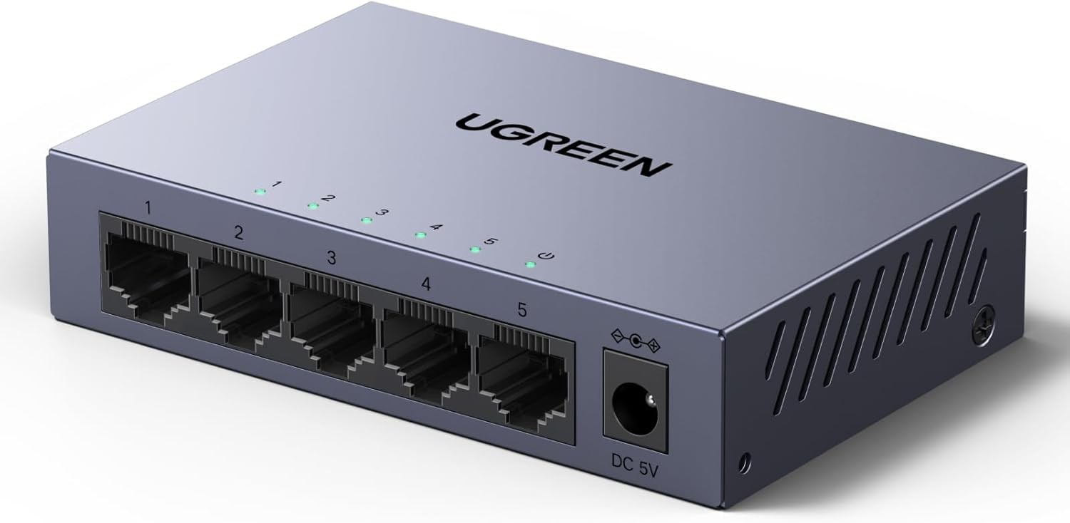 UGREEN 5 Port Gigabit Ethernet Managed Network Switch, Metal Case