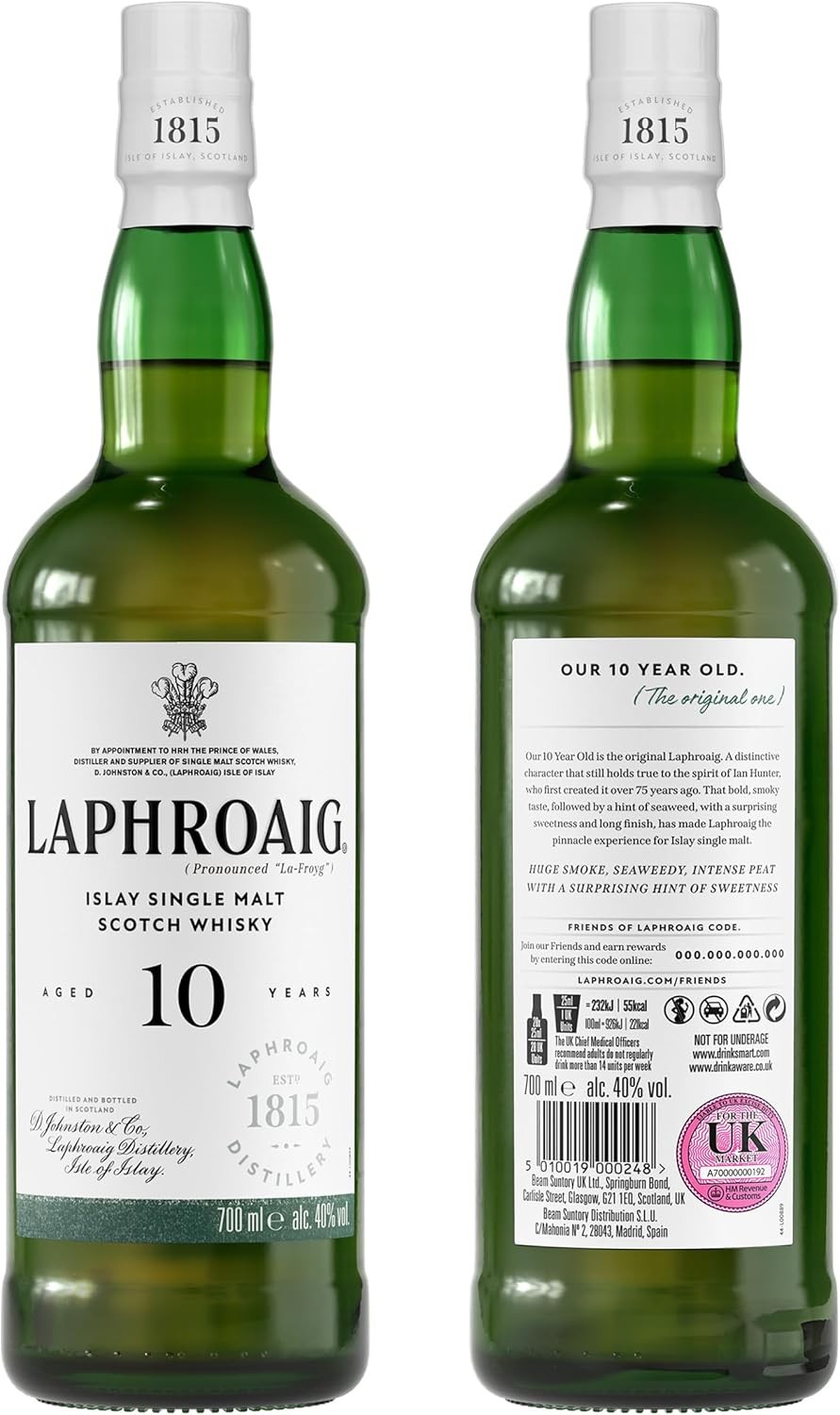 Laphroaig 10 YO Single Malt Whisky, 70cl