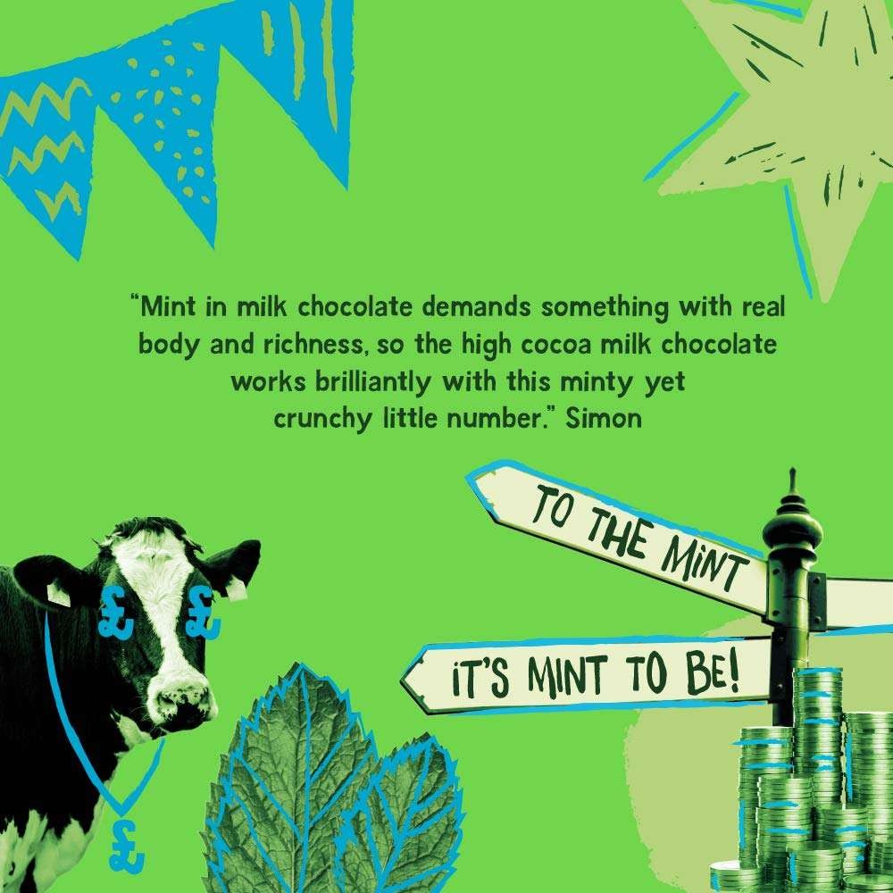 Montezuma's Minted milk chocolate with peppermint, 35% cocoa, GF 90g, £2.32 S&S