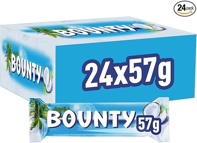 Bounty Duo Chocolate Bars, Coconut & Milk Chocolate Bulk Box, 24 x 57g