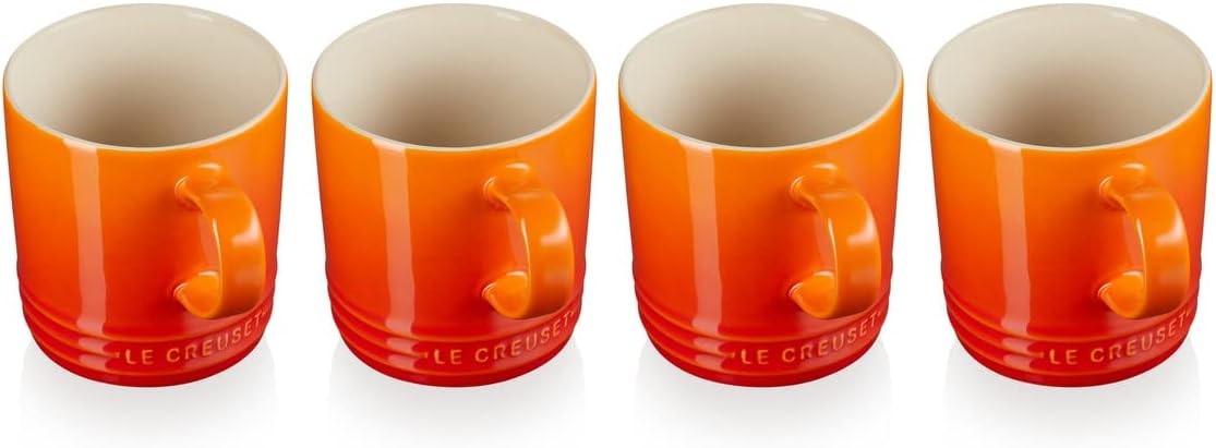 Le Creuset Stoneware Mugs, 350 ml, Volcanic, Pack of 4