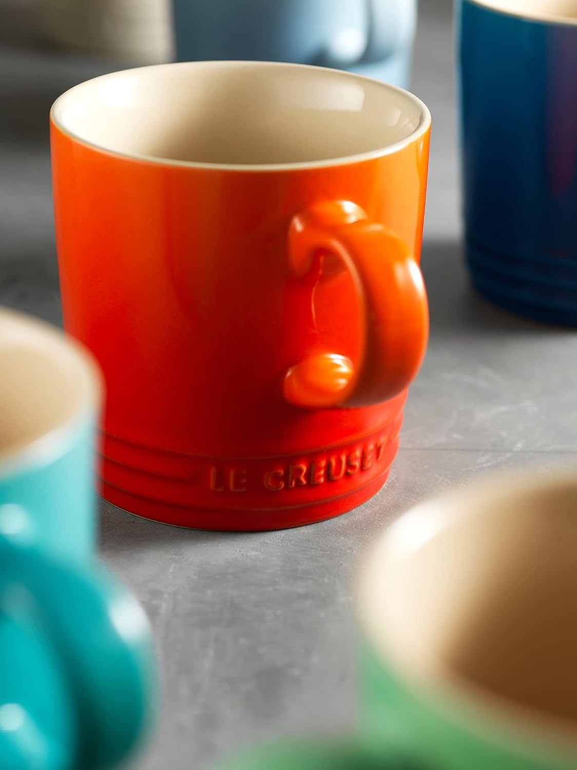 Le Creuset Stoneware Mugs, 350 ml, Volcanic, Pack of 4