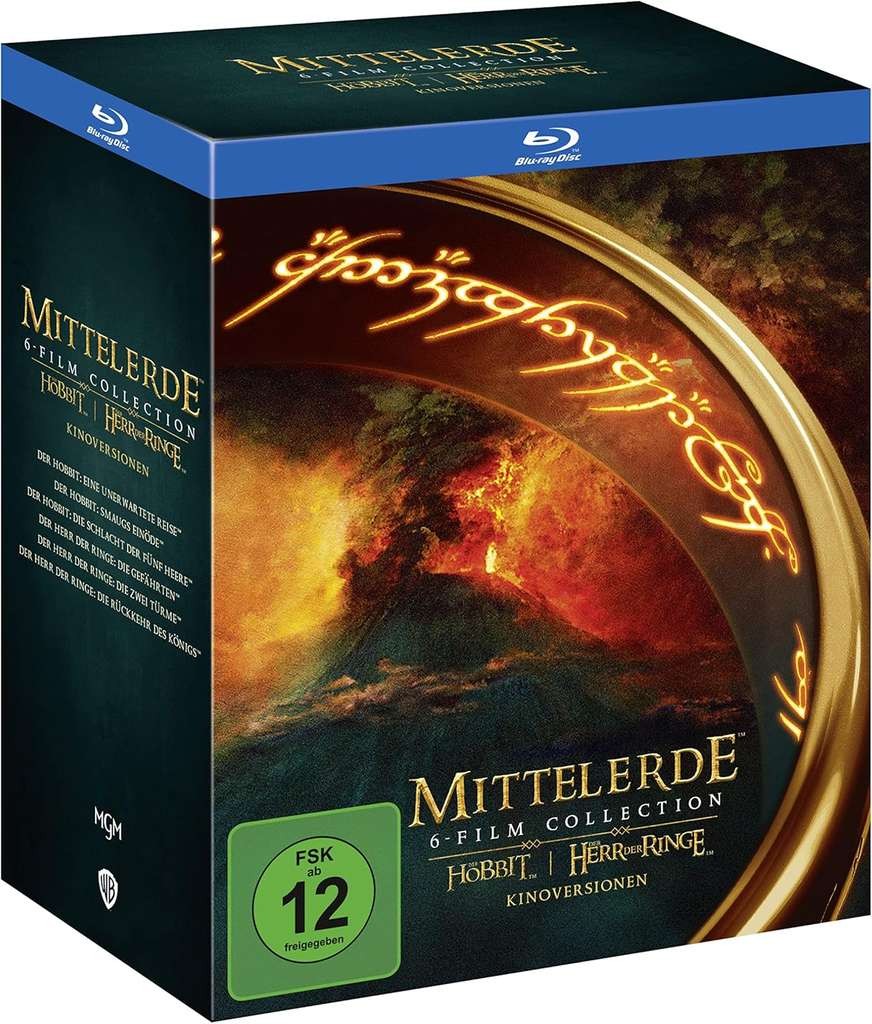 Hobbit & Lord of the Rings 6-film Blu Ray, English audio (German box) on Amazon EU