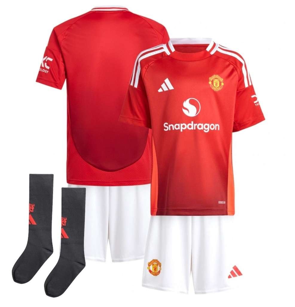 Official Man Utd adidas 2024-25 home minikit, 18 months to 4 years (shirt, shorts, socks)