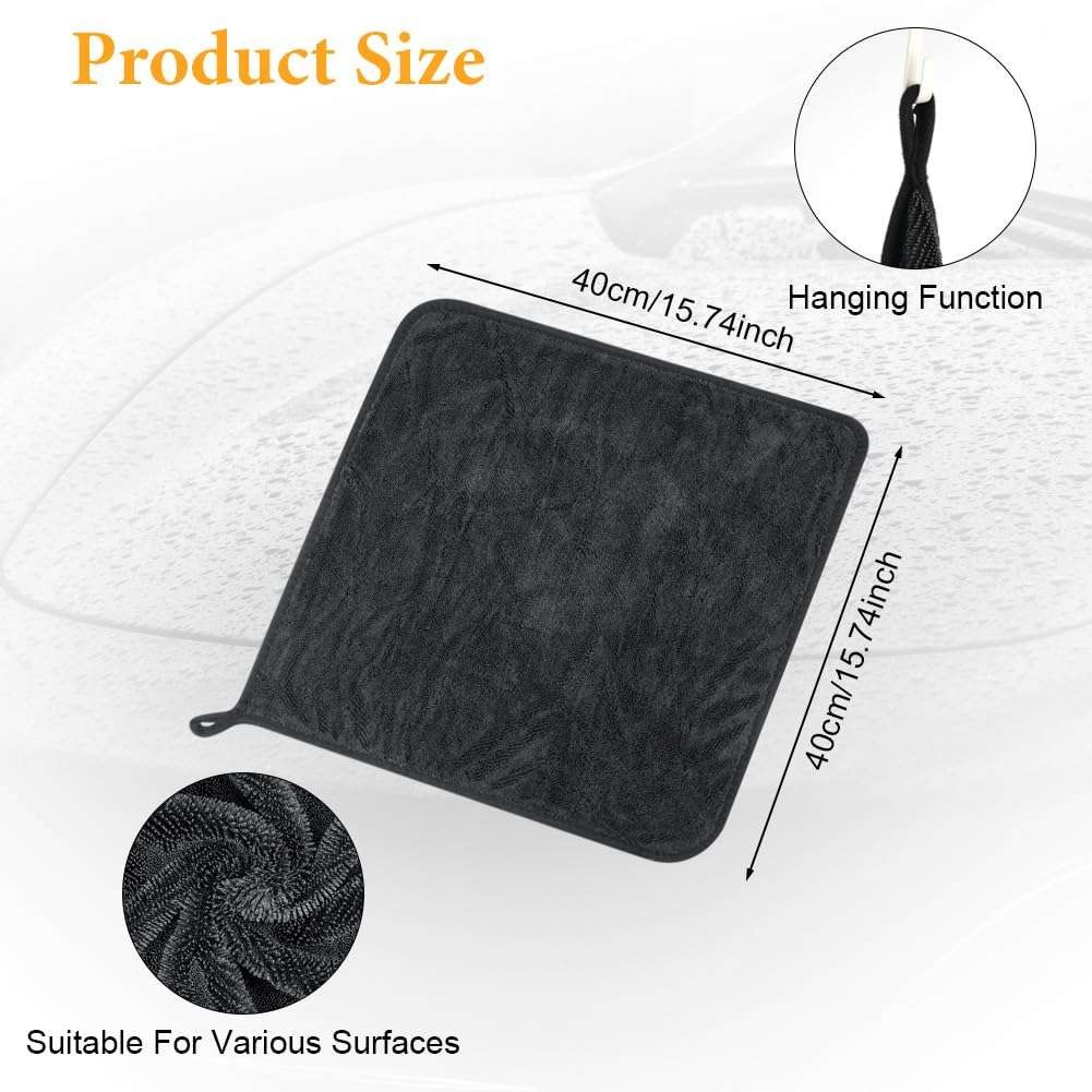 Microfibre Car Drying Cloth, 40 x 40 cm, 650GSM, 2 Pack