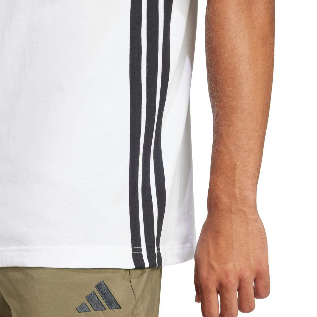 Adidas Men's Essential 3 Stripe T-Shirt, White Size S - comfy basic