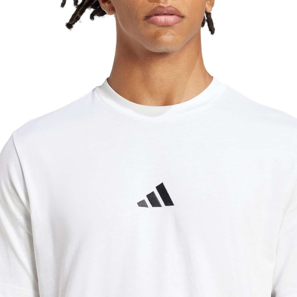 Adidas Men's Essential 3 Stripe T-Shirt, White Size S - comfy basic