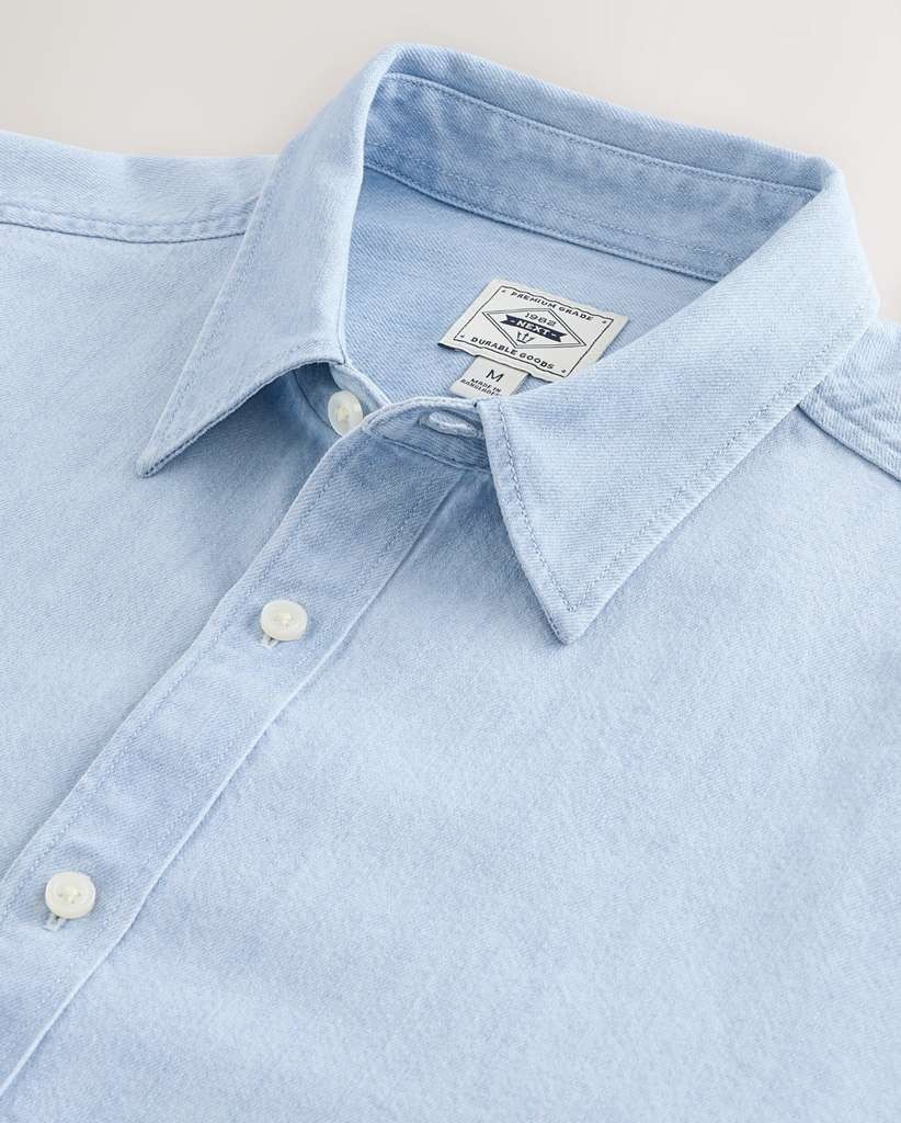 Next Men's 100% Cotton Bleach Denim Summer Shirt, Sizes XS to 5XL, Free Click and Collect
