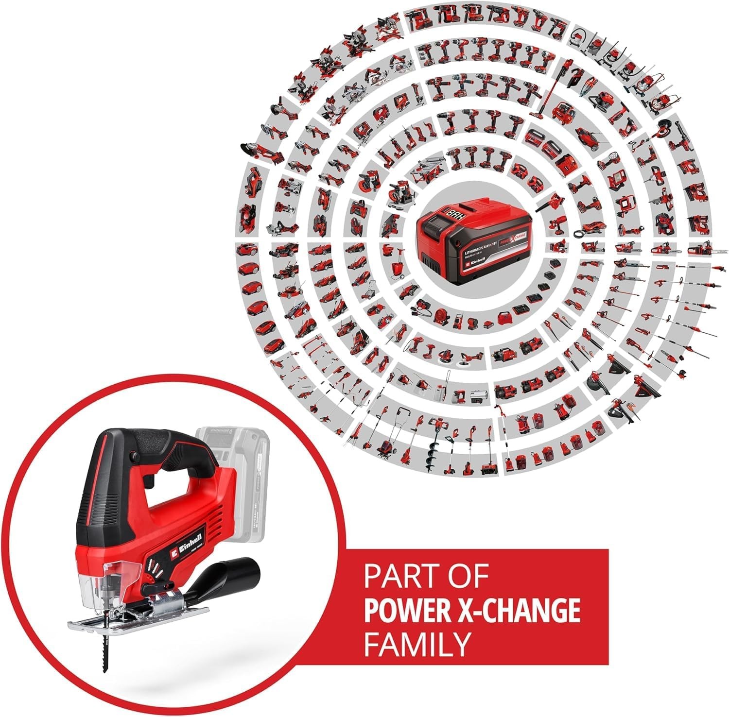 Einhell Cordless Jigsaw TC-JS 18 Li, 18V, 70mm cutting depth, without battery