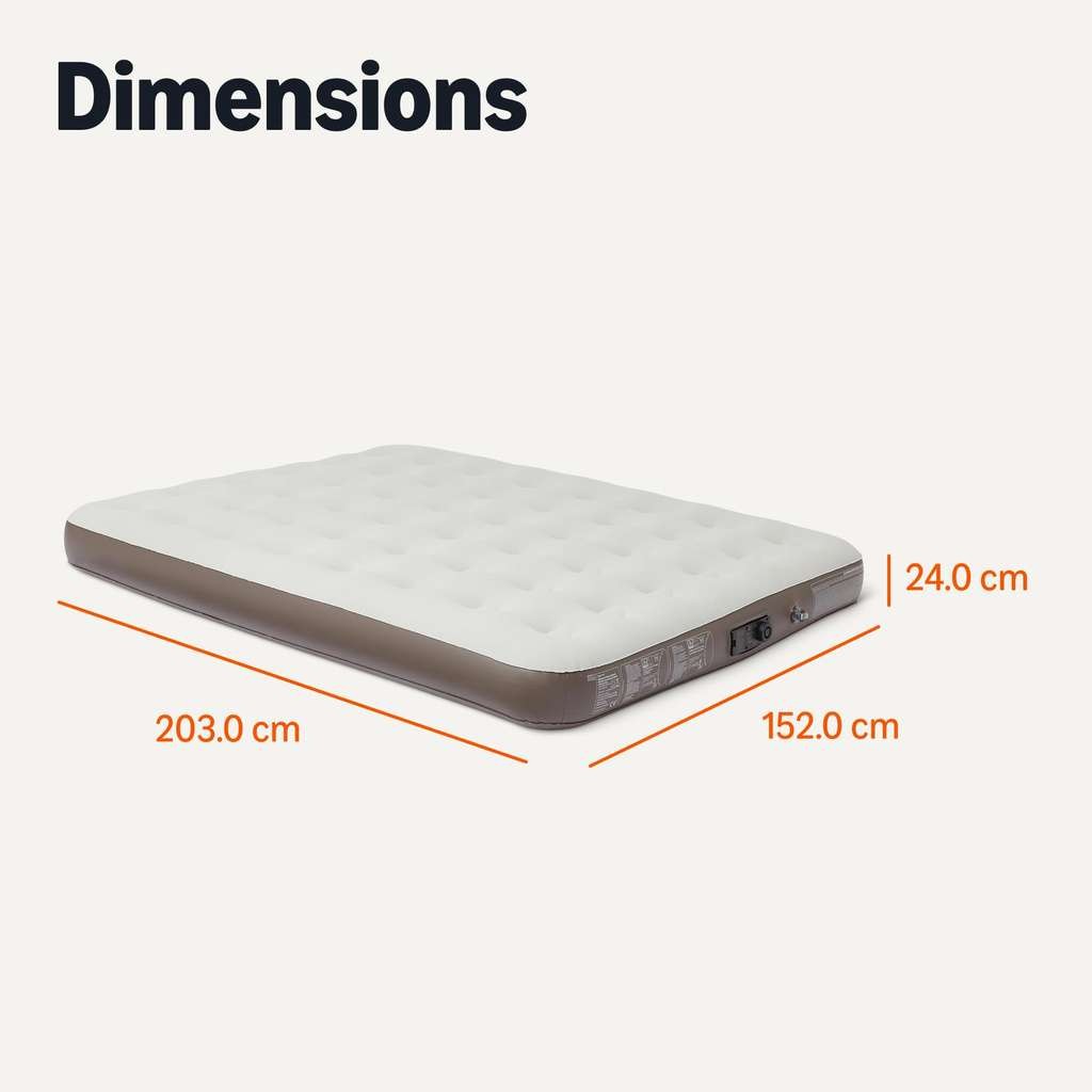 Inflatable air mattress with built-in pump, 203x152x23cm. Delivery 26 June to 14 Nov.