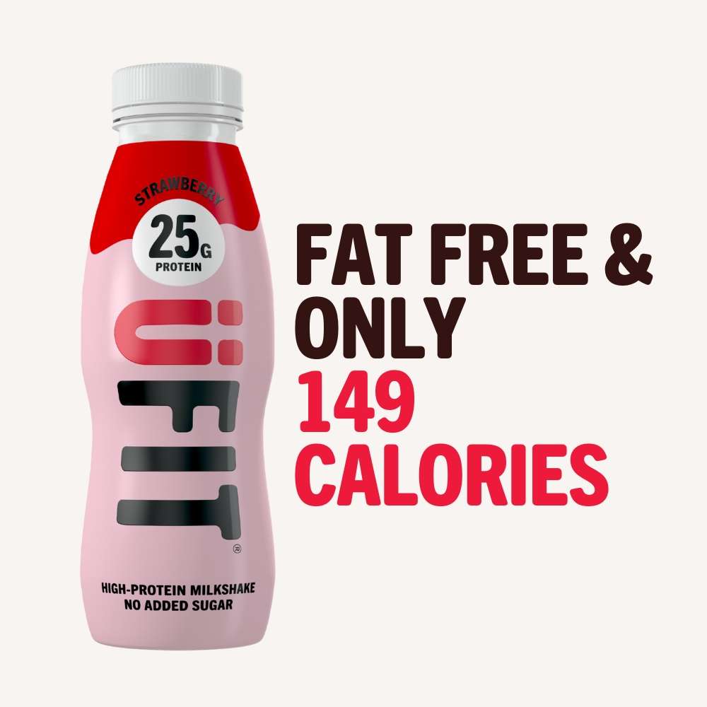 UFIT Strawberry 25g Protein Milkshake - 10 x 330ml - BBE July 2026