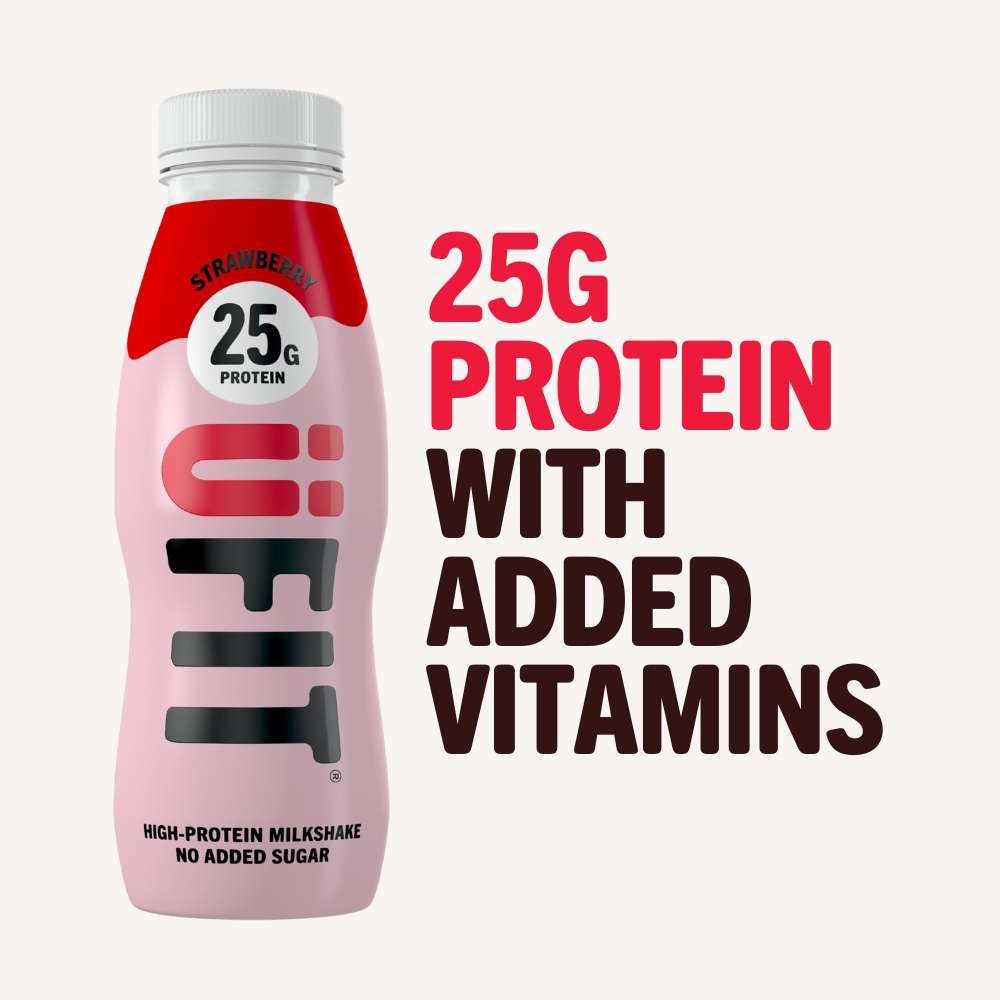 UFIT Strawberry 25g Protein Milkshake - 10 x 330ml - BBE July 2026