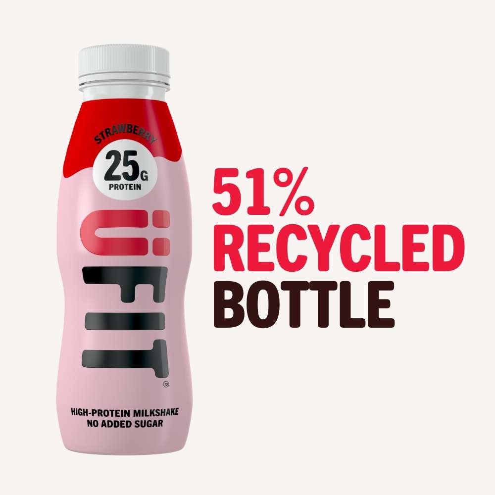UFIT Strawberry 25g Protein Milkshake - 10 x 330ml - BBE July 2026
