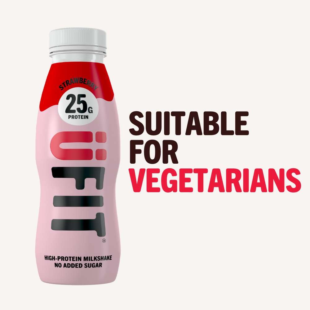 UFIT Strawberry 25g Protein Milkshake - 10 x 330ml - BBE July 2026