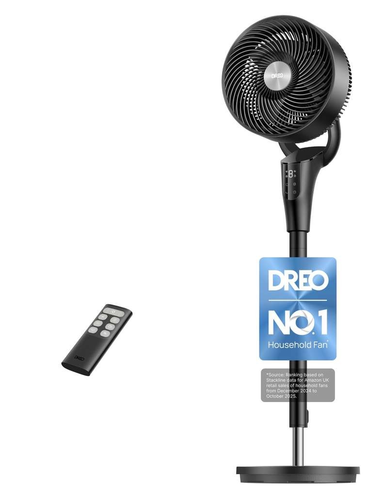 Dreo 42" Black fan, quiet 20dB, remote, 8 speeds, 90° osc, timer, LED (upgraded)