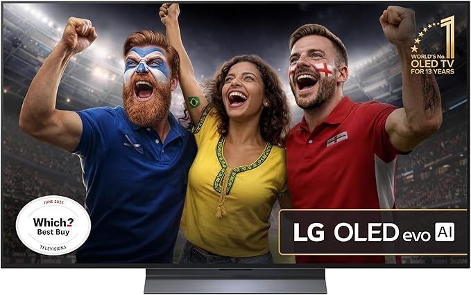 LG OLED55C55LA 55-Inch OLEDevo 4K UHD Smart TV, α9 AI Processor Gen7, Dolby Atmos, Freeview Play and Amazon Alexa, 120Hz, Model 2025