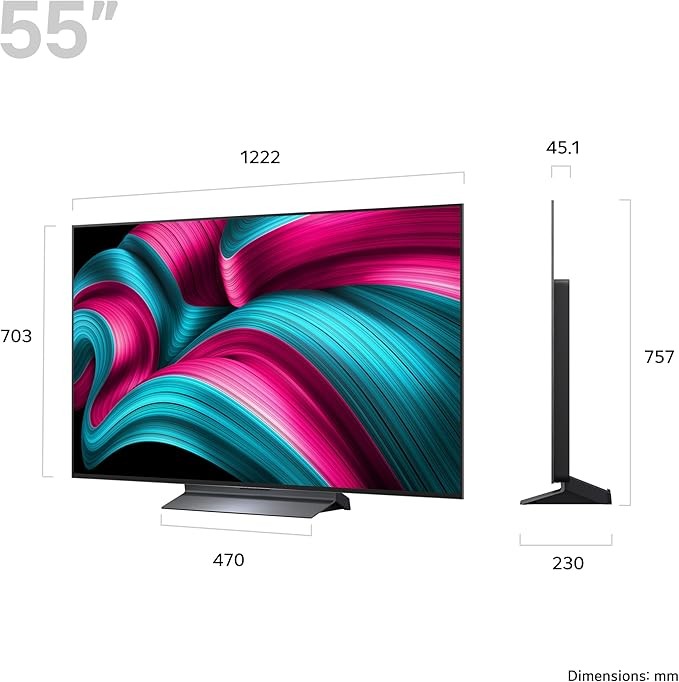LG OLED55C55LA 55-Inch OLEDevo 4K UHD Smart TV, α9 AI Processor Gen7, Dolby Atmos, Freeview Play and Amazon Alexa, 120Hz, Model 2025