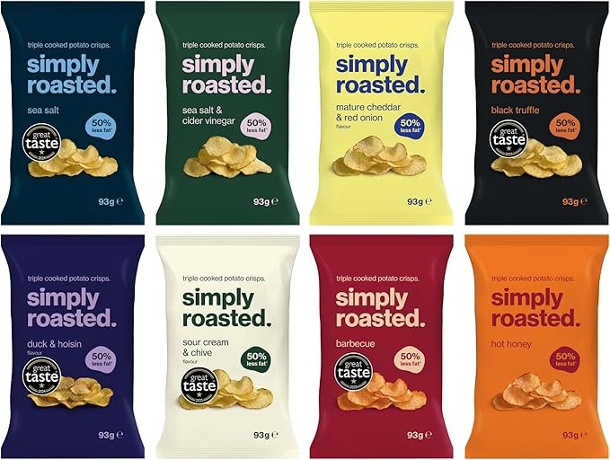 Simply Roasted Ultimate Mixed, 12 x 93g Sharer Bags, 50% Less Fat, Under 99 Calories Per Serve, Gluten & Allergen-Free, Amazon.co.uk