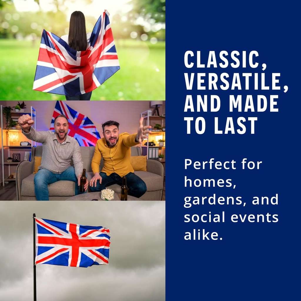 Large Great Britain Union Jack Flag, 5x3 FT, with metal eyelets