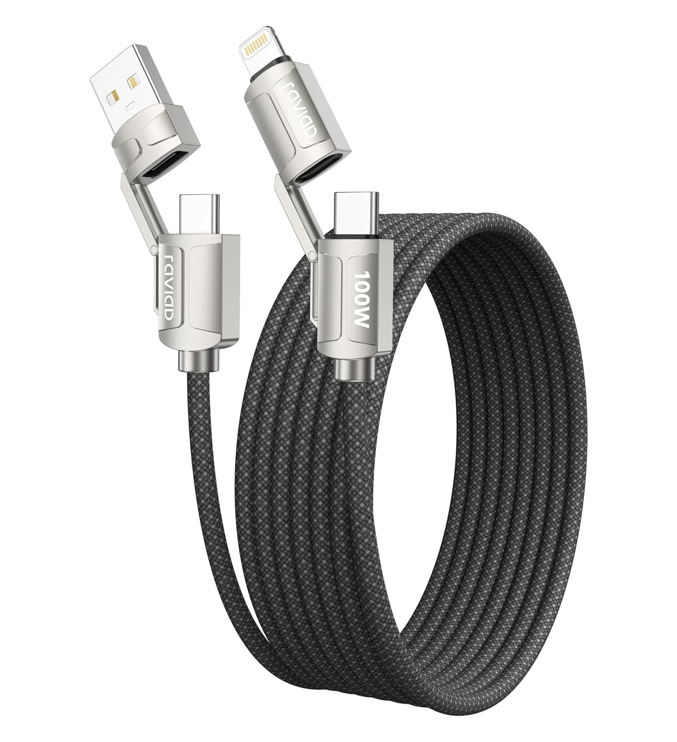 Ravidad Multi Charger Cable, 4 in 1 USB Fast Charging Cord 100W PD, 2m