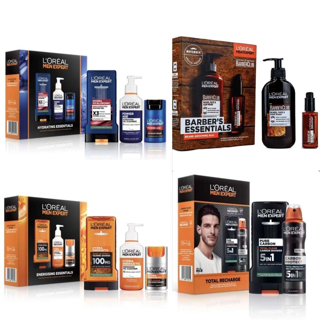 L'Oréal Men's Gift Sets, Expert Total Recharge / Barber's Beard Grooming Duo £8.99 / Energising Set £13.75 / Hydrating £14.50, 50% off
