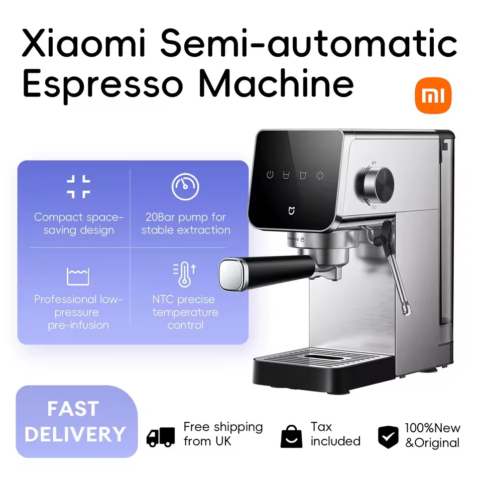 Xiaomi Semi-automatic Espresso Machine, Compact Design, Low-pressure Pre-infusion, Powerful Steam, NTC Precise Temperature Control
