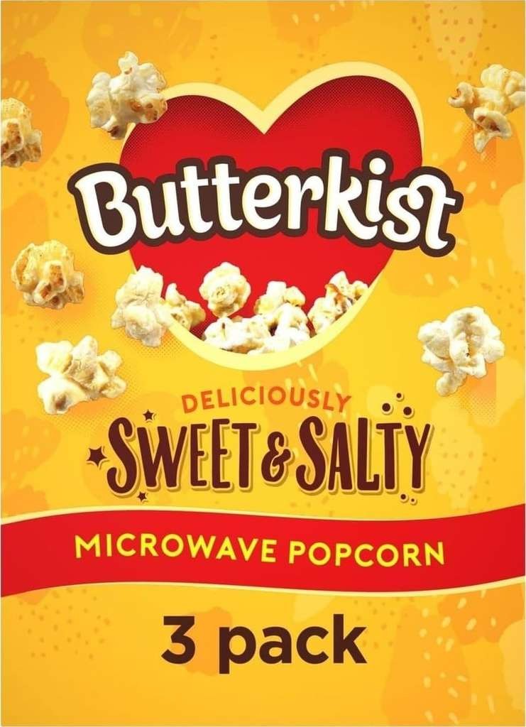 Butterkist Sweet and Salted Microwave Popcorn, 3 x 60g