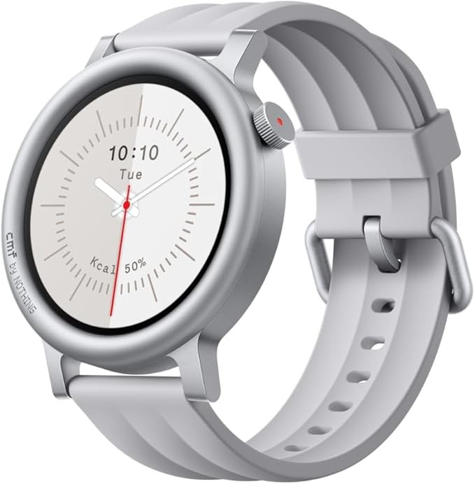 CMF by Nothing Watch 3 Pro Smartwatch, 1.43 inch AMOLED Display, 13 days Battery Life, Dual-band GPS, Bluetooth Calls with AI Noise Reduction, Advanced Heart Rate and Sleep Monitoring, Light Grey