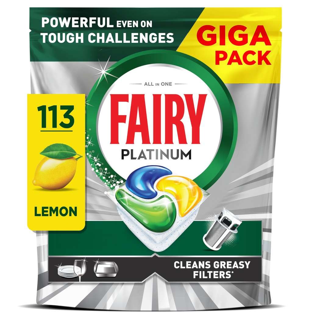 Fairy Platinum Dishwasher Tablets, Lemon, 113 Capsules, £12.27 S&S