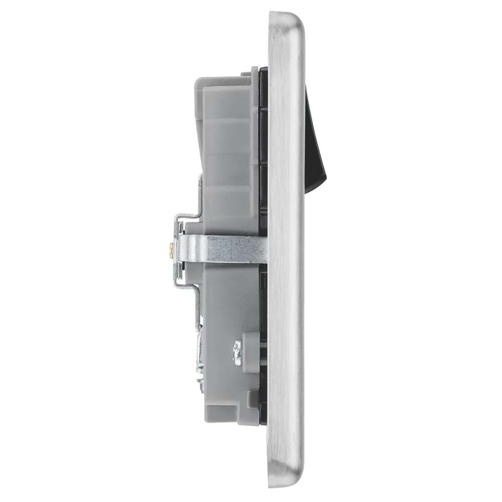 LAP 13A double socket with 4.2A 15W USB-A/C charger, brushed steel – Free C&C