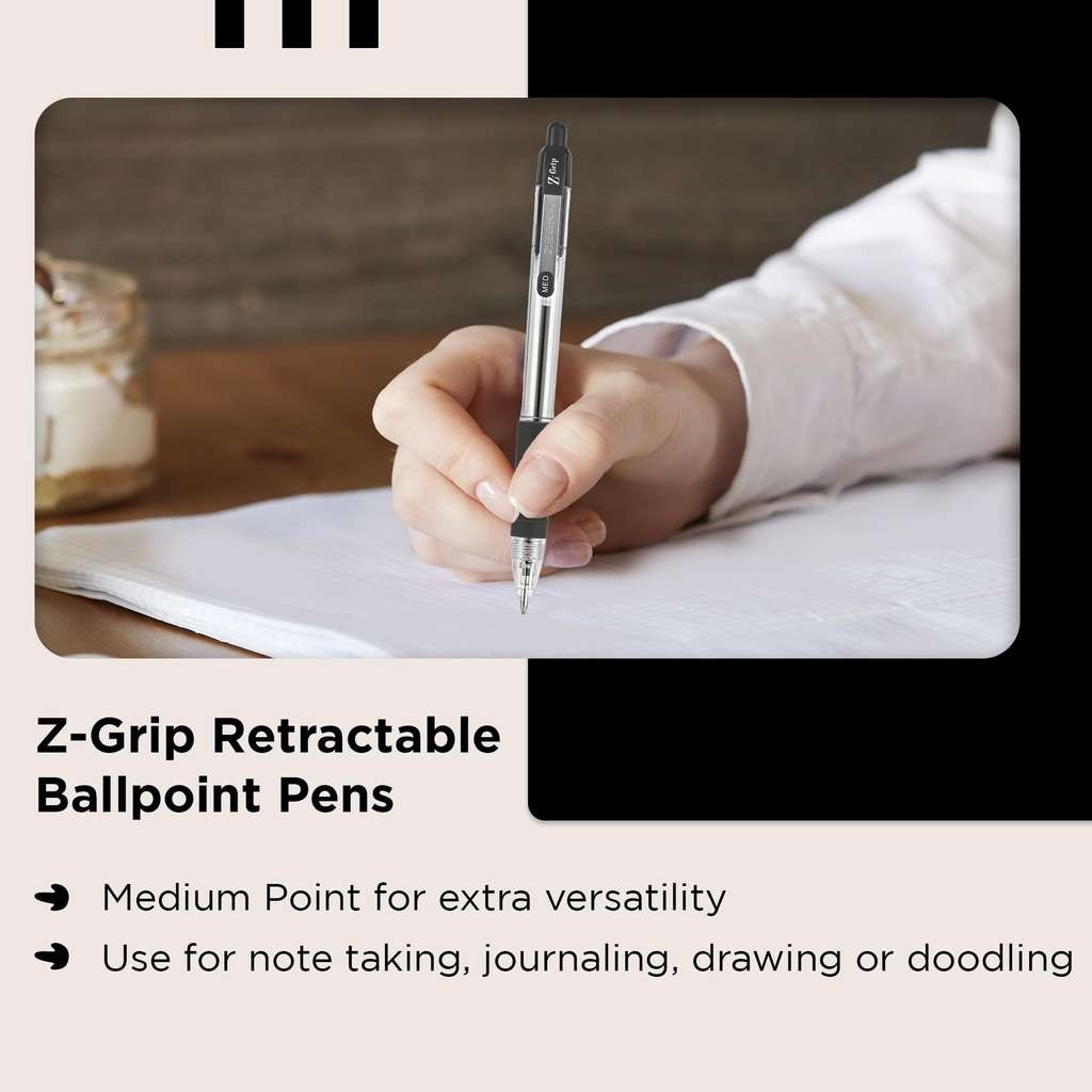 Good old Zebra Z-Grip black ballpoint pens