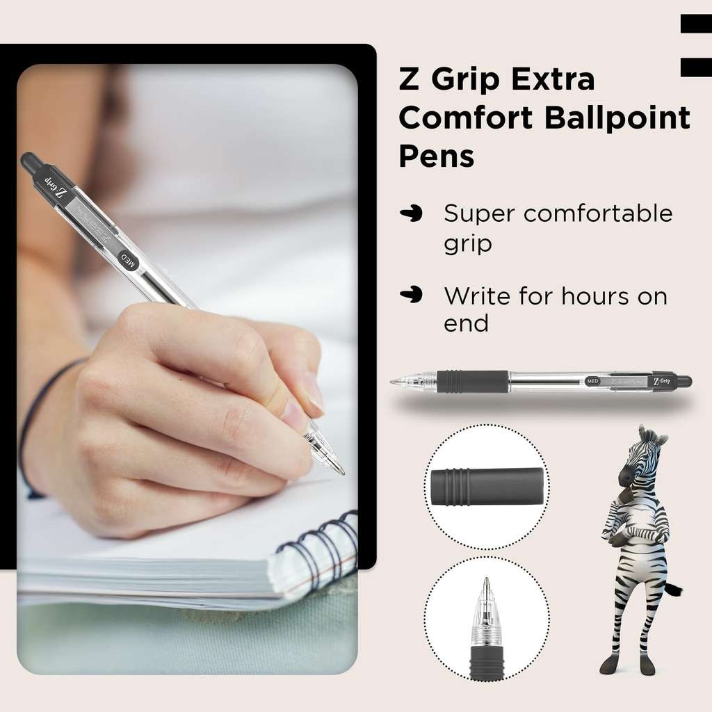 Good old Zebra Z-Grip black ballpoint pens