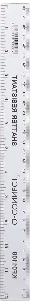 Q-Connect 300mm clear shatterproof ruler, handy for inches & cm/mm