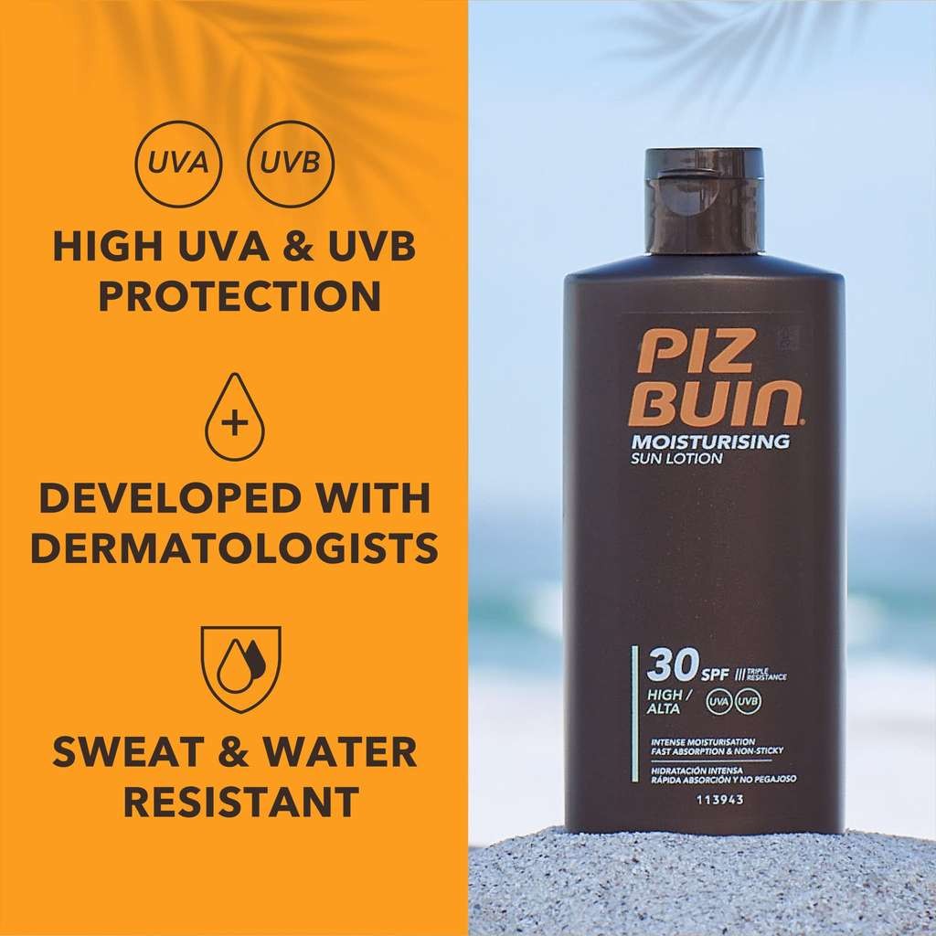 Piz Buin Moisturising Sun Lotion SPF 30, 200ml, good for summer holidays