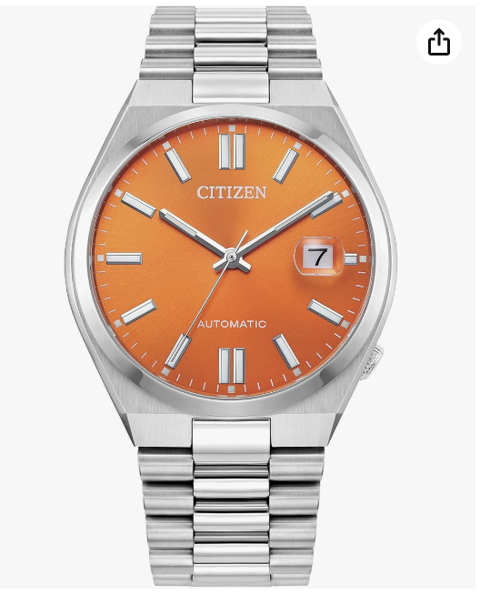 Citizen Men's Automatic Tsuyosa Sapphire Orange Watch