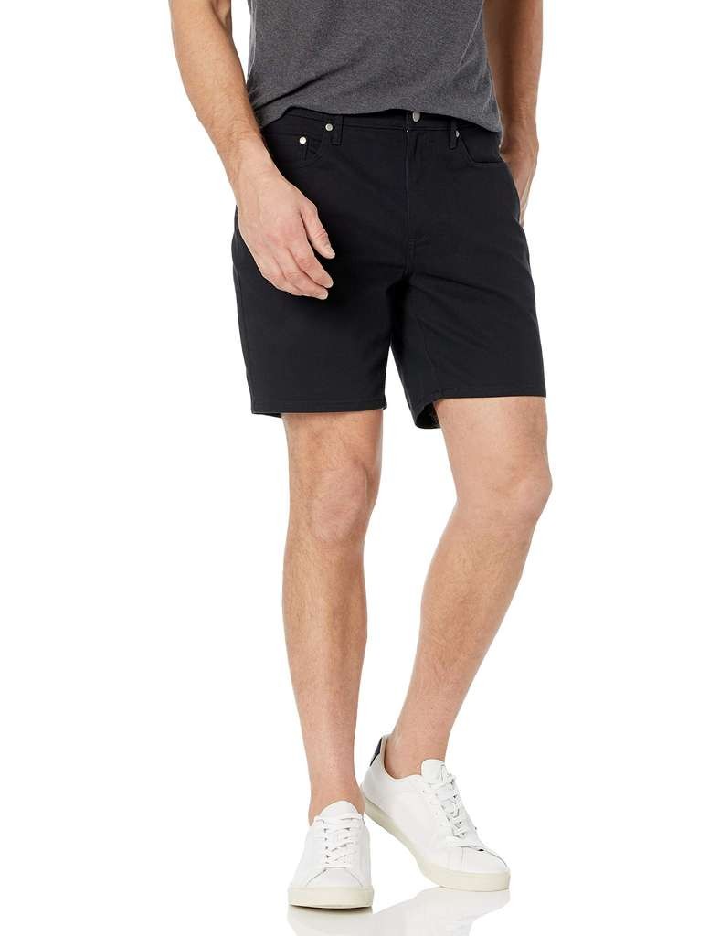 Amazon Essentials Men's Slim-Fit Stretch 7" Black Shorts