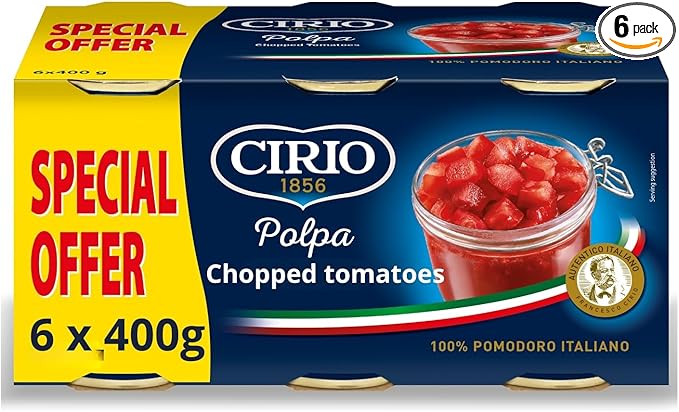 Cirio Chopped Tomatoes, Polpa, Italian Tinned Tomatoes, Canned 400g (Multipack of 6)