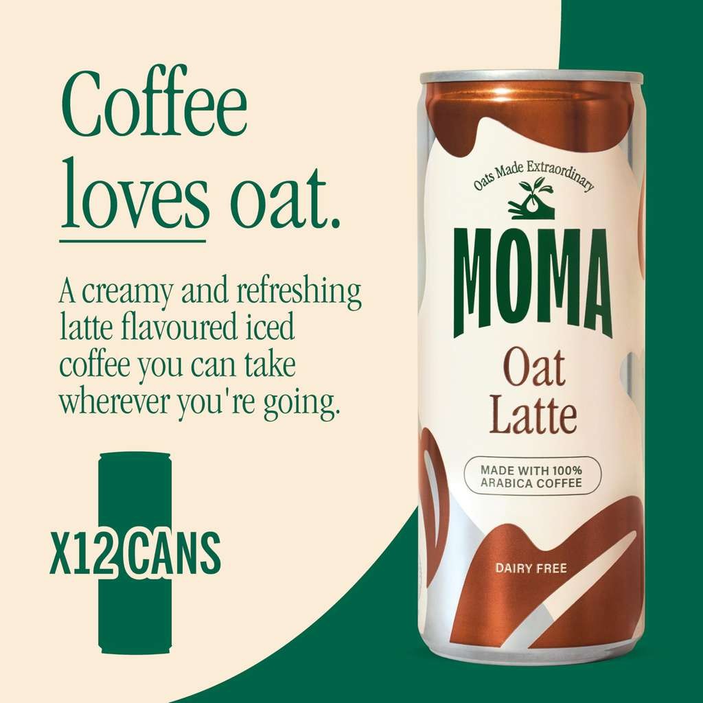 Moma Iced Coffee, 12 x 250ml, Oat Latte, Arabica Beans and Oats, Vegan