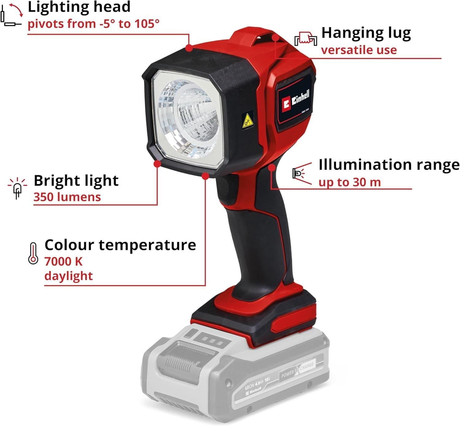 Einhell Power X-Change 18V Work Light TE-CL 18/1800 LiAC, Battery Not Included