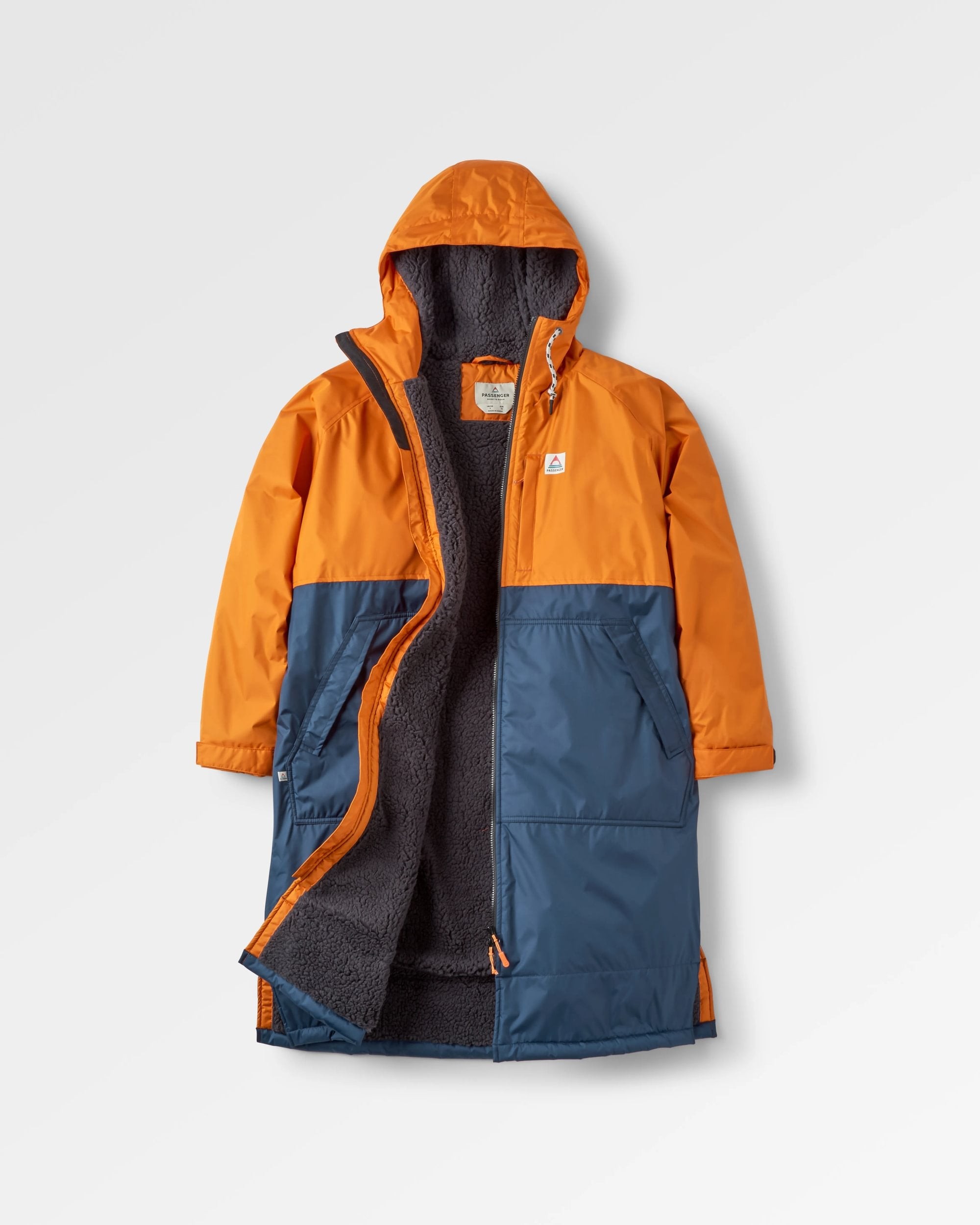 Waves Sherpa Lined Changing Robe, Sunrise Orange/Rich Navy