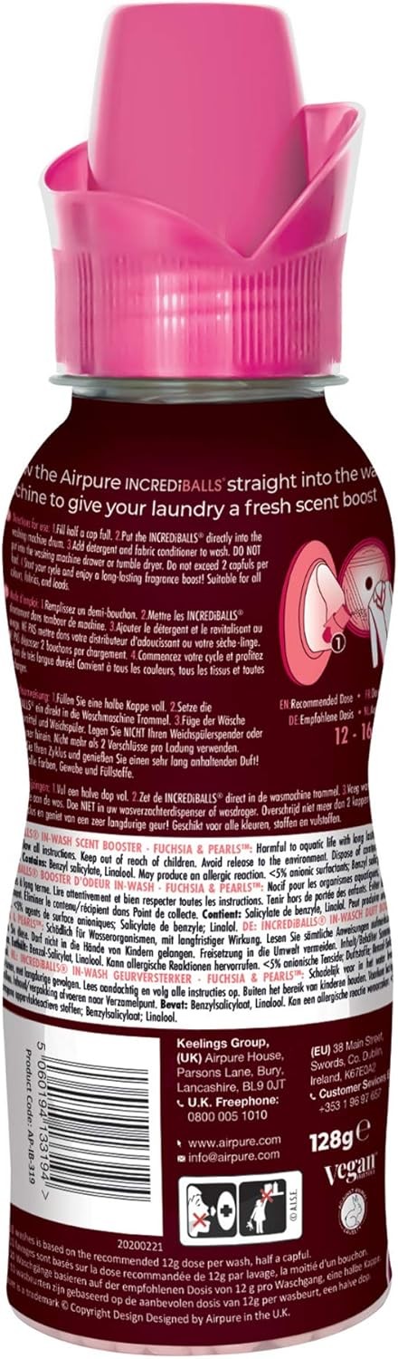 Airpure INCREDiBALLS in-Wash Scent Booster, 10 Washes, Fuchsia & Pearls Fragrance